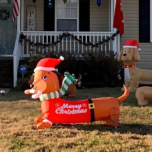 Надуваема Коледна куче GOOSH с Дължина 5 метра, Надуваеми Декорация за двор със Вградени led крушки за почивка/парти/на