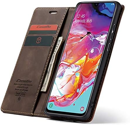 Калъф Galaxy A70, Кожен Калъф-портфейл Bpowe Класически дизайн с отделения за карти и магнитна закопчалка, Панти