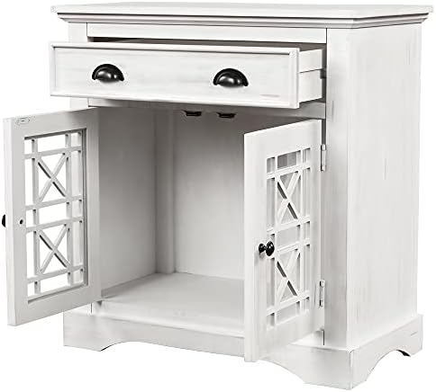 Конзола маса Rockjame в Ретро стил, Шкаф за съхранение с Врати и Голяма Дървена кутия, Скрин за Съхранение на