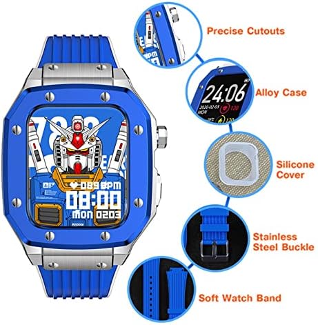 KANUZ за Apple Watch Band Series 7 Калъф за часа от сплав 44 мм 42 мм 45 мм Луксозни Метални, Гумени Аксесоари за часовници