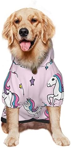 Hoody с качулка за голямо Куче, Скъпа -Еднорог-Звезда-Розови Дрехи за домашни любимци, Пуловер с Шапка, Мека Облекло
