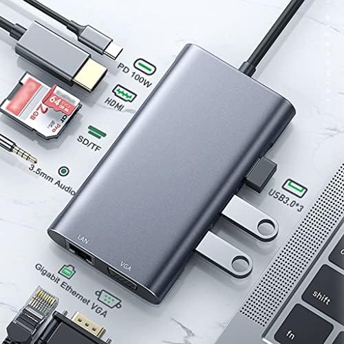 XDCHLK C USB ХЪБ Type C от 3,1 до 4k RJ-45 LAN Ethernet USB3.0 Адаптер Докинг станция за аксесоари Air Pro PC (Цвят: