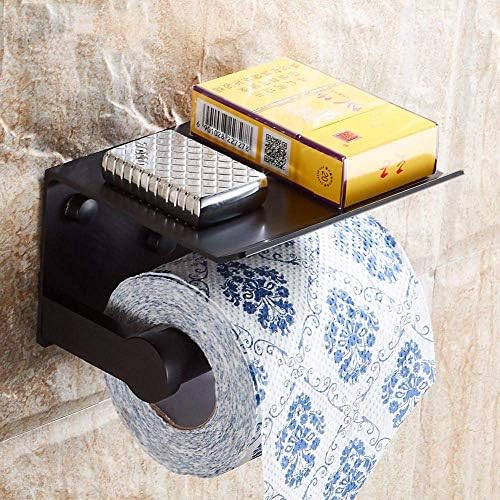 Държач за Тоалетна хартия JF-XUAN с Рафт Черен Стенен Държач За Хартиени Кърпи За Мобилен Телефон, Декоративен Държач