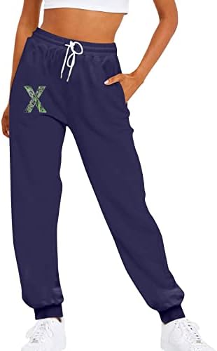 Дамски Спортни Панталони JoRasa Сив цвят с Графичен Дизайн, Спортни Панталони с Еластичен Ластик На Талията,