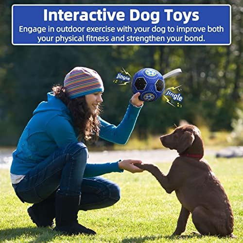 Играчки за кучета на Футболна Топка с Камбана Вътре и Найлонови Каишка, Интерактивни Играчки за Кучета, рождения