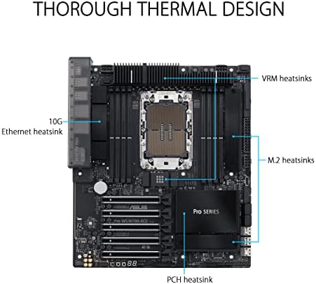 Дънна платка ASUS Pro WS W790-ACE Intel LGA 4677 CEB, 5 слота PCIe 5.0x16, DDR5 R-DIMM, 10G & 2.5 GLAN, USB 3.2 Генерал 2x2