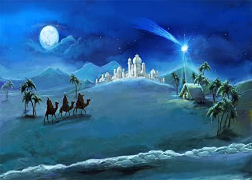 Плат BELECO 10x8 фута, на Фона на Коледната сцена, Звезди Коледната нощ, Светото Семейство и Три крал, Изоставен