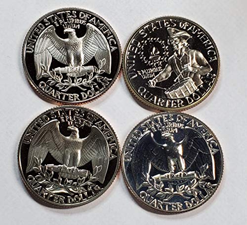 Вашингтонские четвертаки Proof-Комплект от 4 монети-Все различни дати -По една монета на всеки десетилетие на 60-те,