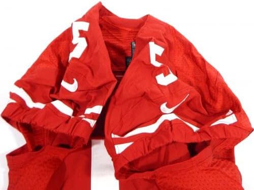 2013 San Francisco 49ers 5 Game Пусна Червената Фланелка 42 DP35640 - Използваните тениски За игри NFL Без подпис