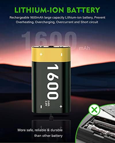 2 Комплекта литиево-йонни батерии, контролер, съвместим с контролера на Xbox One/Xbox Series X|S, li-ion 1600 ма