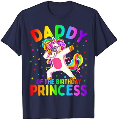Мъжки t-shirt Татко of the Birthday Принцеса Момиче, Вытирающая Татко-Еднорог
