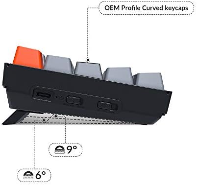 Безжична ръчна клавиатура Keychron K6 Bluetooth 5.1 с кафяв ключа Gateron G Pro /led / Акумулаторна батерия, 68 клавиши Компактна клавиатура, която е съвместима с Mac Windows