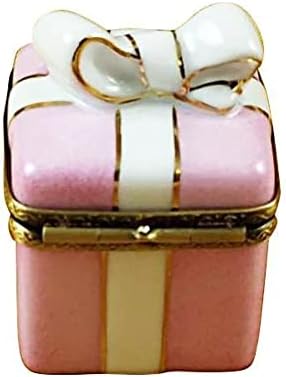 Розова Подарък кутия Опаковка със Златна Панделка Limoges Box