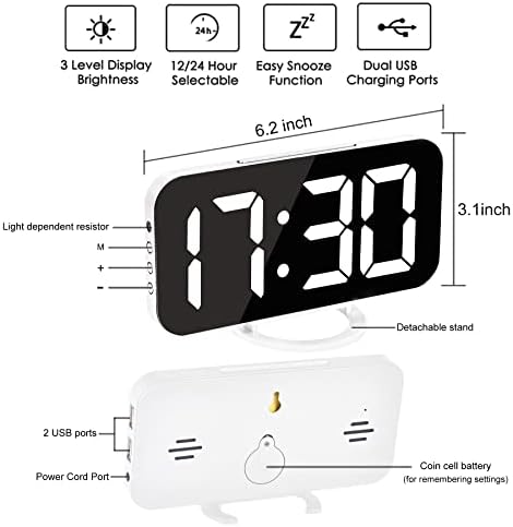 Digital alarm clock Ygdigital, Електронни Slr цифров часовник с голям дисплей 6,5-инчов, с led подсветка, с
