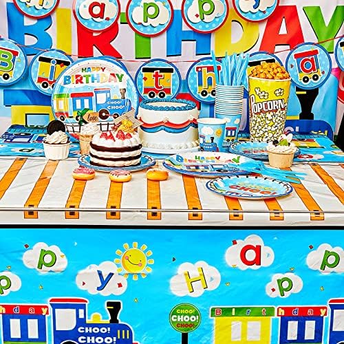 115 Бр Украса за Рожден Ден на влака Превозни Аксесоари за Партита Влак Хартиени Чинии Банер за Рожден Ден на Автомобила