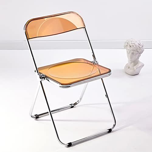 Луксозен Модерен Акрилни сгъваем стол KAIHAOWIN Прозрачни Столове -Сгъваем стол от Светия стекируемого Кристал -Седалка за хол от PC-пластмаса-Хромирана рамка и сгъваем