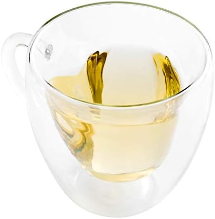 Чаши за кафе или Чай чаши от стъкло с двойни стени CNDota във формата на сърце, 8 мл, Прозрачни, Уникални и Изолирани, с дръжка (комплект от 2-те)