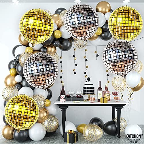 Катчон, Големи топки от диско-топки - 22 инча, опаковка от 6 броя | Украса за дискотеки | 4D-Сферични, Златни и Сребърни Топки