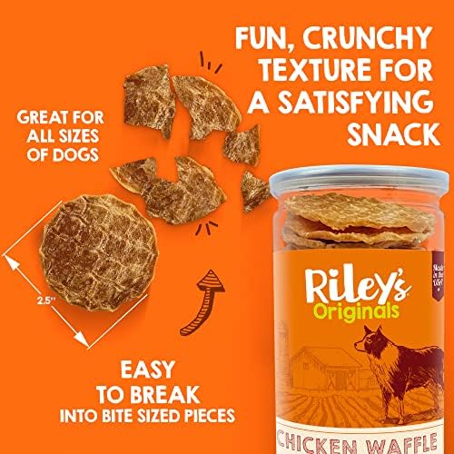 Riley's Waffles Chicken Чипове за кучета - Лакомства за кучета с пилешко месо от САЩ, Однокомпонентные Полезни Екстри