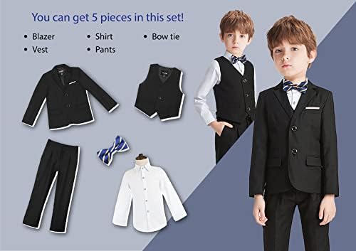 5 теми строги базови костюми за момчета Tigerkiss, оборудвана приятелка, яке, жилетка, панталони; 3 предмет,