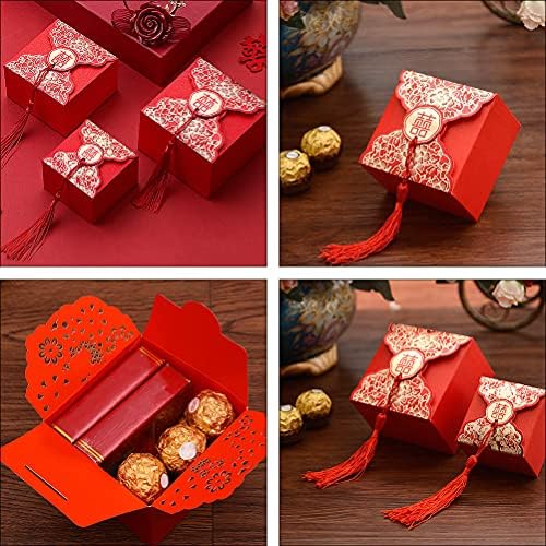 Подарък Кутия за Шоколадови Бонбони 20 бр Изискана Опаковка Подарък Кутия Червен Подарък Калъф За Бонбони Преносима Сватбена