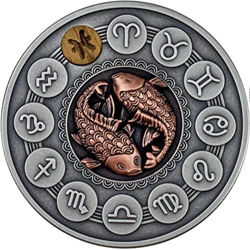 Криптовалюта Любима Монета Възпоменателна Монета Дванадесет Съзвездия Риби Цвят На Слънцето Щастливата Монета Монета