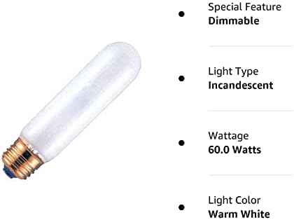 Bulbrite 60T10F 60-Ваттная Лампа с нажежаема Жичка T10 Tubular Light, Frost - 2 опаковки