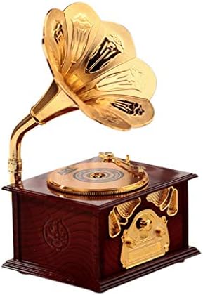 WPYYI Класическа Реколта Музикална ковчег в формата на грамофона с ръчен механизъм Тип музикална кутия за бижута Направи