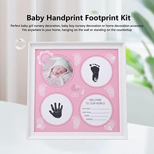 Комплект рамки за бебешки отпечатъци UBEF, Здрав Комплект за показване на пръстови детски ладошек (розов)
