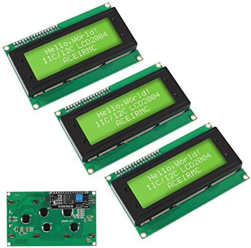 ACEIRMC 3 бр. IIC I2C TWI Сериен LCD дисплей 2004 20x4 дисплей Зелен + IIC I2C Модул, Интерфейсен Адаптер за Raspberry Pi Arduino (зелен)