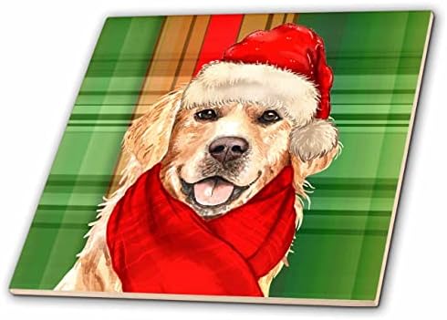 3дрозовый Празничен каре и Коледна куче Голдън ретривър - Плочки (ct_351777_1)