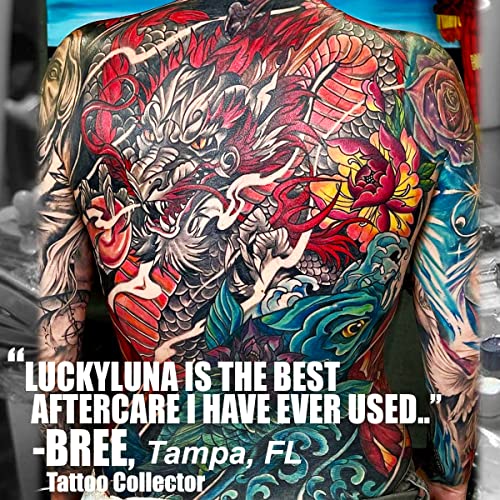 LuckyLuna Absolute After Care Tattoo Пакет | Пълен комплект за последващи грижи за татуировки | Включва Пенящееся сапун, превръзка Втора кожа и 2 грама Органични магически мехлем за