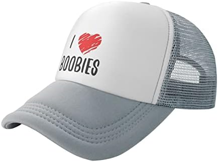 I Love Boobies бейзболна шапка на шофьор на камион, бейзболна шапка Унисекс, Регулируема на Окото Шапка, Подходящи за спорт, Риболов, Пътуване