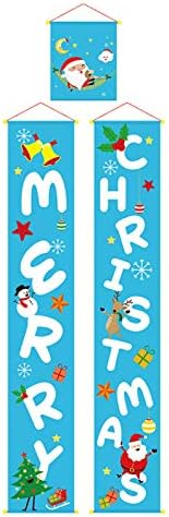 Коледна Украса - С Дядо Коледа Лосове Снежен Човек Принт Висящ Банер Знак За Флаг Коледен Декор Врати