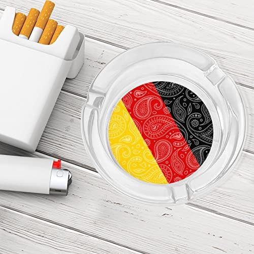 Стъклен Пепелник с Пейсли Флаг на Германия за Цигари и Пури Класически Кръгли Пепелници от Прозрачен Кристал