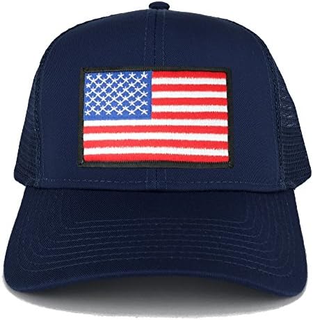 Armycrew XXL Oversize С Бял Черен Кант, Нашивка с Флага на САЩ, Окото бейзболна шапка за шофьор на камион Отзад