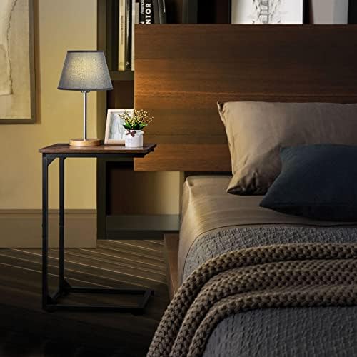 Комплект от 2 Deskside маси С-образна форма, Приставной масичка С-образна форма за мека мебел-дивани и легла, ръчно преносима