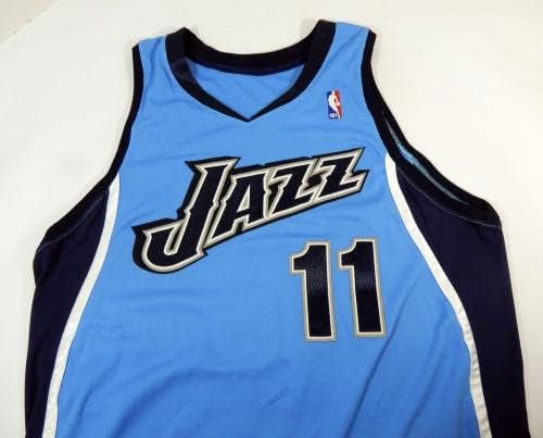 2009-10 Юта Джаз Горан Сутон #11 Получил за игра Светло-Синята фланелка 50 DP37412 - Използвана игра в НБА