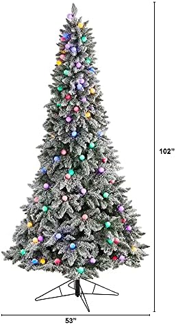 8,5 фута. Изкуствена Коледна елха от флокированной Планински яде Британска Колумбия със 120 Цветни Шариковыми светлината