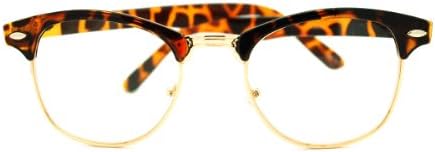 Наистина Vintage слънчеви Очила С Прозрачни Лещи В Кръгла Наполовина Рогова Рамка