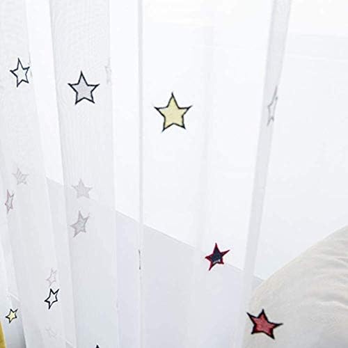 Малка Звездичка Бродерия Прозрачни Завеси Вуалевые Завеси, Декоративни Прозрачна Ленена Вид Детска Стая Завеса