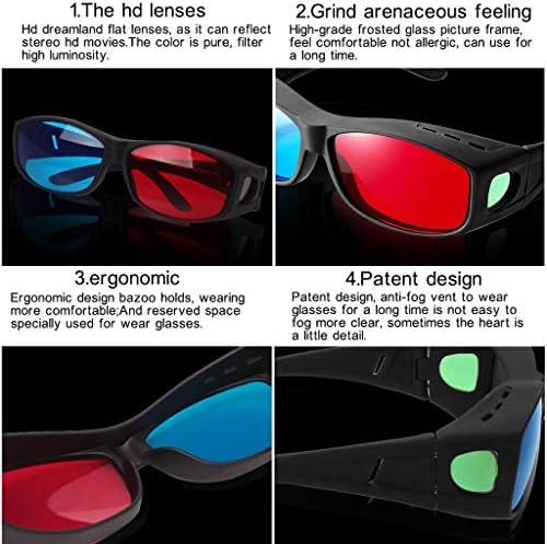 BIAL 3 опаковки Червено-синьо-3D очила с футляром за точки /Синьо 3D Очила в изчистен стил с анаглифами, 3D-филм-игра - Допълнителен