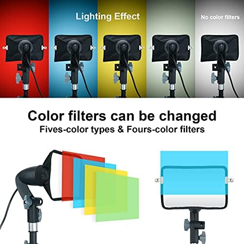 LINCO 2 Опаковки Led Видеосветильника с Регулируема стойка за статив /Цветни Филтри, Комплект Студийно осветление