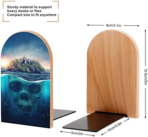 Нескользящие Дървени Поставки за книги Фантастика Skull Island, Сверхпрочная Портретно корк за Декоративни рафтове