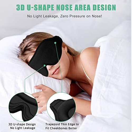 Маска за сън, за мъже и жени, Маска за очи за сън, 3D Contour Маска за очи за сън с Регулируема каишка, Превръзка от неопрен