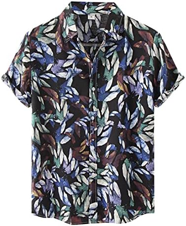 Мъжки ризи, Мъжка Риза с копчета и Къс Ръкав, Мъжки Летни Блузи, Хавайска Риза за Мъжете, Цвете Риза с Копчета