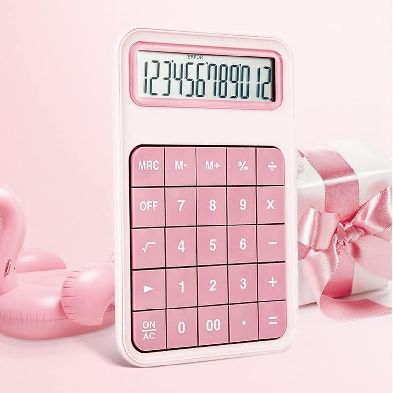 JFGJL 12-цифров Настолен калкулатор С големи бутони, сладък карамел цвят, Финансов инструмент за водене на счетоводство,
