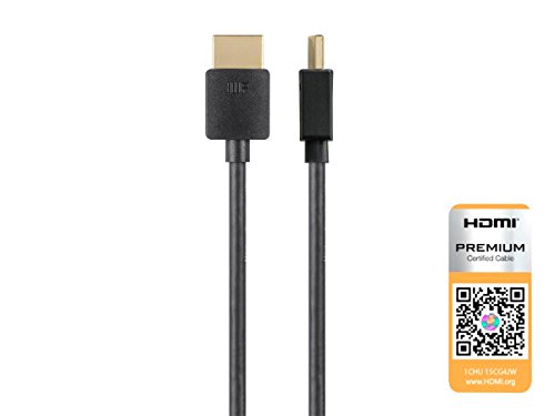 Високоскоростен HDMI кабел Monoprice - 1 фут - Черно | Сертифициран Премия, 4K @ 60Hz, HDR, 18 Gbit/s, 36AWG,