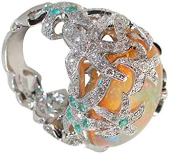 Оребрени пръстени, аниме-пръстени, бижута, дамски модни цветни ретро-тенденция пръстени с циркониевыми шипове, пръстен с кристал