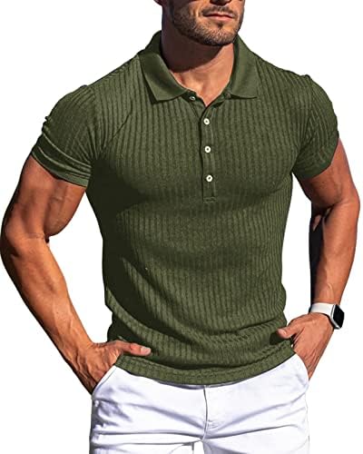 Мускулести Polo Ризи за Мъже, плътно Прилепнали Ризи за Голф с Къс Ръкав, Мъжки Ризи Суха Засаждане, Ежедневни Стилни Дрехи